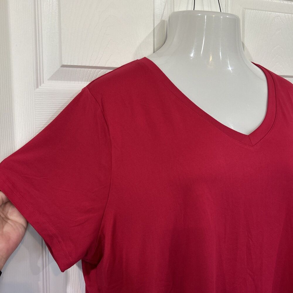 Fit Collective Soft V Neck Plus Size 3X Red Shirt Top Casual Fitness Stretch - Picture 4 of 9